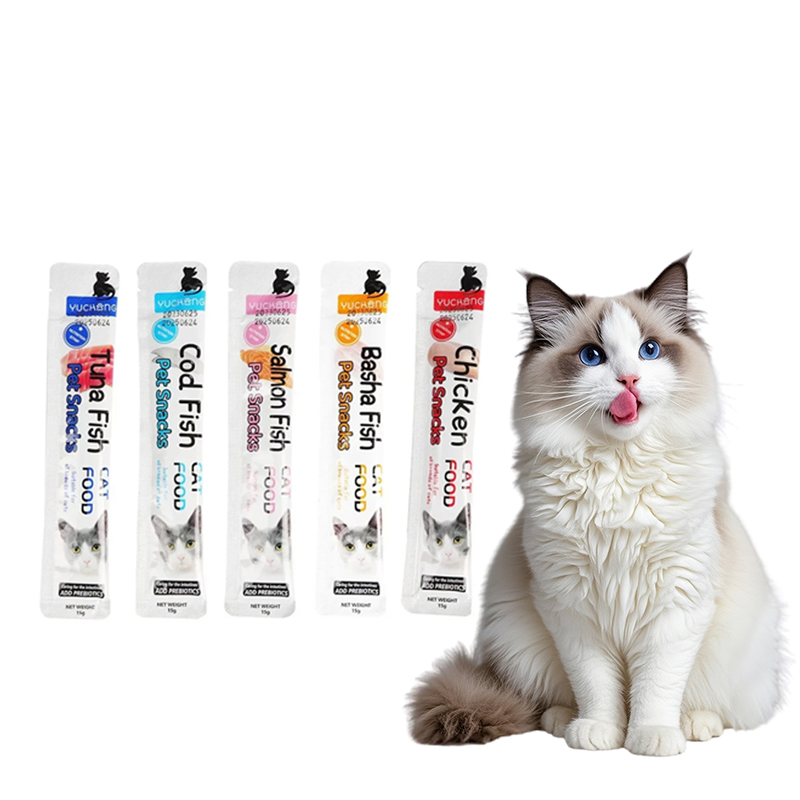 Food Snacks Label - 10個入り 猫用ストリップス ペットスナック 各種フレーバーパック 猫用液体スナック チキン・サーモン・タラ配合