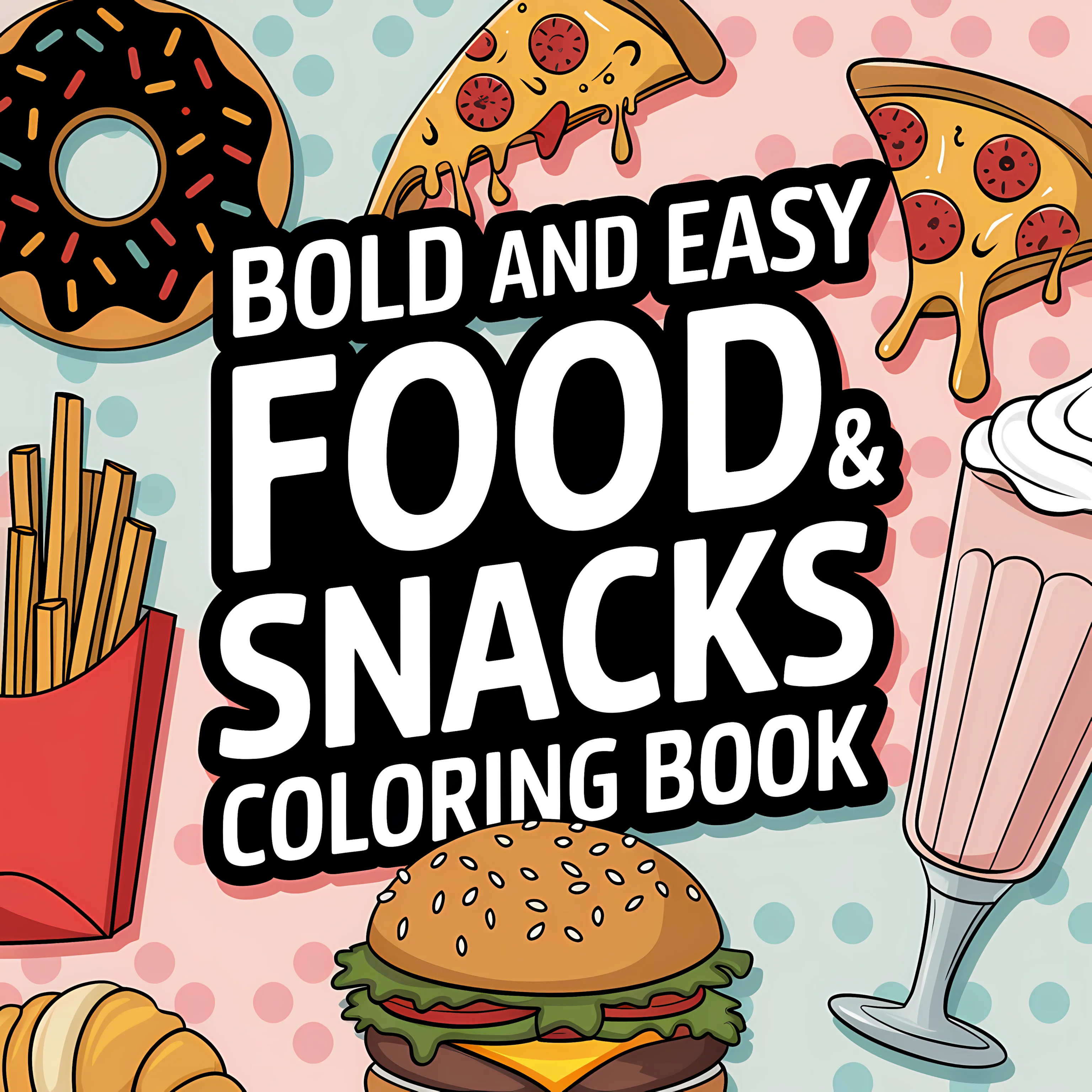 Food Snacks Coloring Book - 簡単なお食事や軽食の塗り絵ブック 大人向け塗り絵ブック、誕生日プレゼント、新学期用品、大人向けのかわいい描画ブック