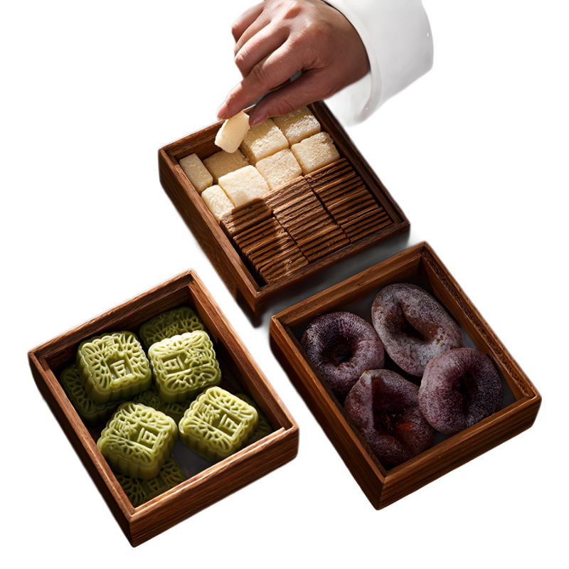 Snacks Food Gift Baskets - 和風ミニマリストフードボックス多層積み重ねスナックトレイ結婚祝い収納ボックス絶妙な重ね茶点ボックス