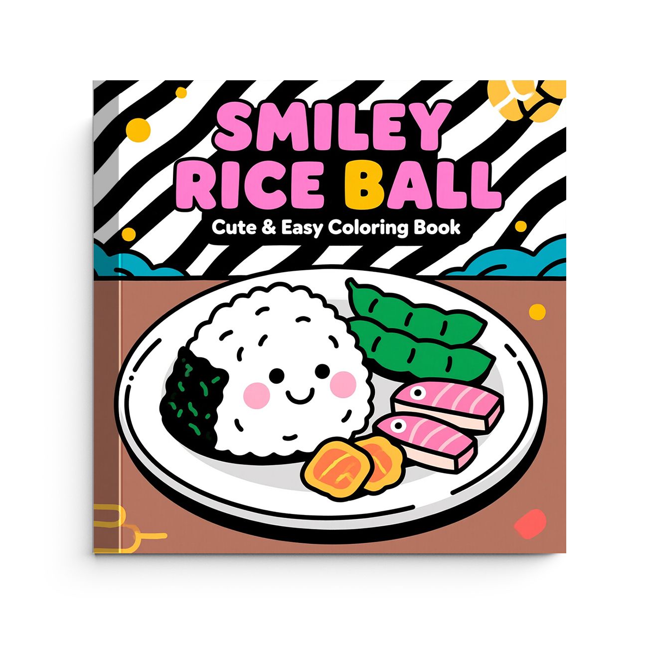 Food Snacks Coloring Book - スマイリーライスボール塗り絵ブックかわいい日本の食べ物寿司スナック漫画子供向けのシンプルな塗り絵ページ