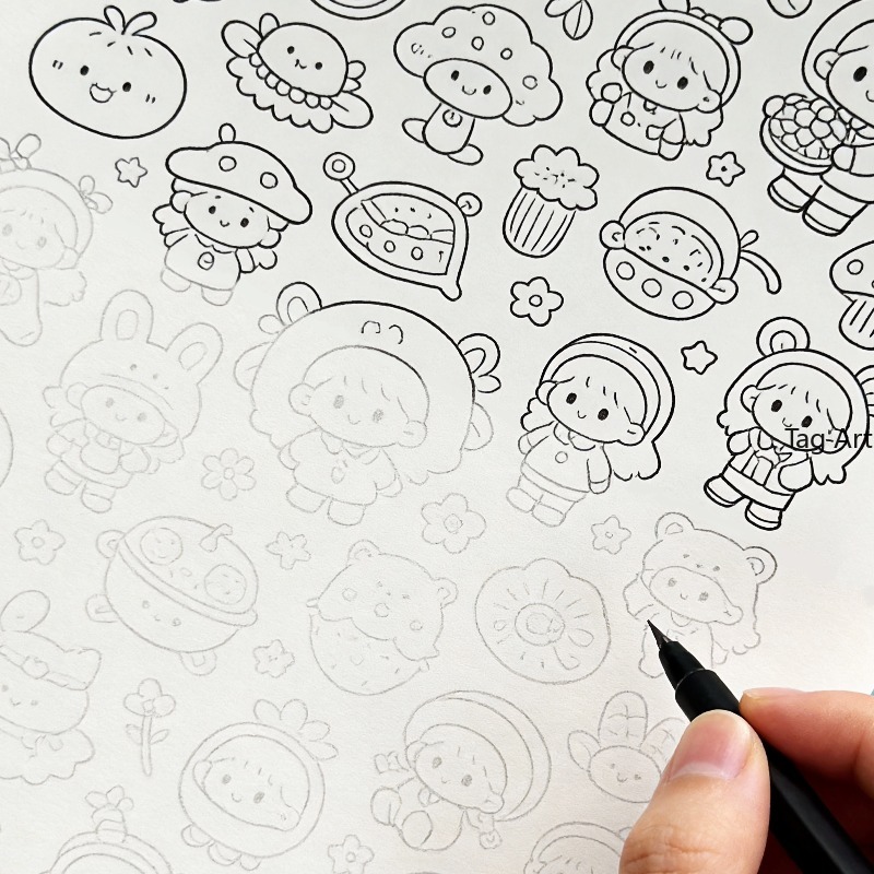 Food Snacks Coloring Book - 不安解消ハンド絵本、コピー線画アルバム、恐竜/モンスター/食べ物などのテーマ、クリエイティブな塗り絵ブック