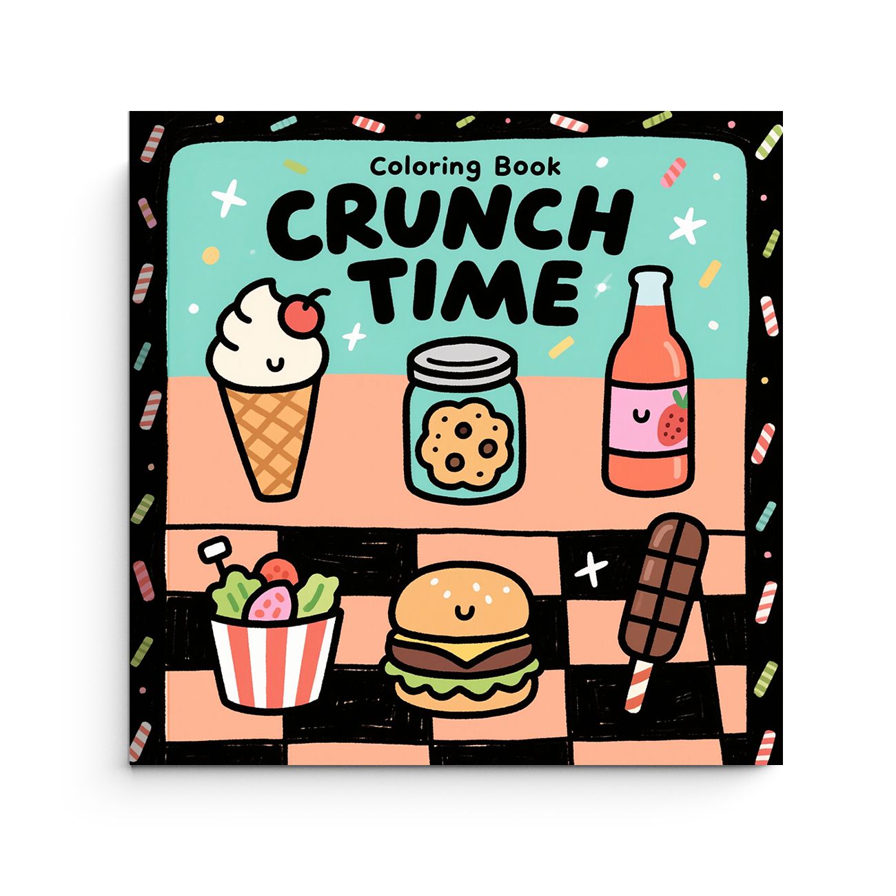 Food Snacks Coloring Book - クランチタイムぬりえブック かわいいアイスクリーム バーガー ホットドッグ スナックフード 簡単な子供向けぬりえページ