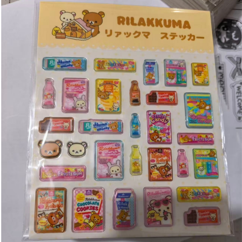Food Grocery Snacks - 新しい漫画リラックマ食品シリーズ厚みのあるバブルステッカー創造性ガール DIY 電話ケース飾る学生メモ帳ステッカーおもちゃ