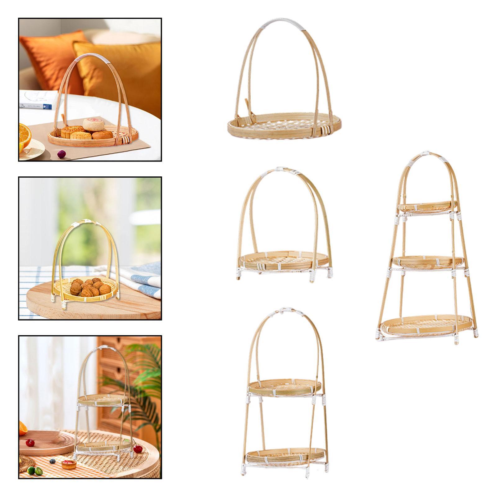 Snacks Food Gift Baskets - スナックオーガナイザー 織り竹製トレイ 多目的食品ディスプレイバスケット ハンドル付き 誕生日プレゼント パーティー用