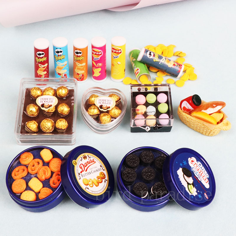 Food Grocery Snacks - 1/6 ミニチュア人形食品ミニチョコレートクッキーボックスポテトチップスモデルおもちゃごっこ遊び Bjd ドールハウスシーンアクセサリー