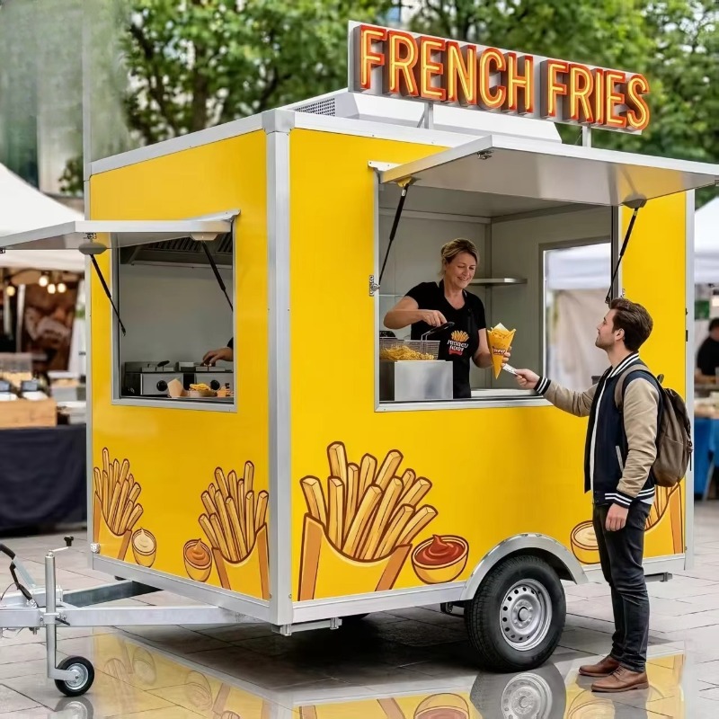 Food Snacks To Sell - 移動式スナックカート（車輪付き）簡単移動式食品販売トラック（アイスクリーム、ポップコーン、飲料販売用）