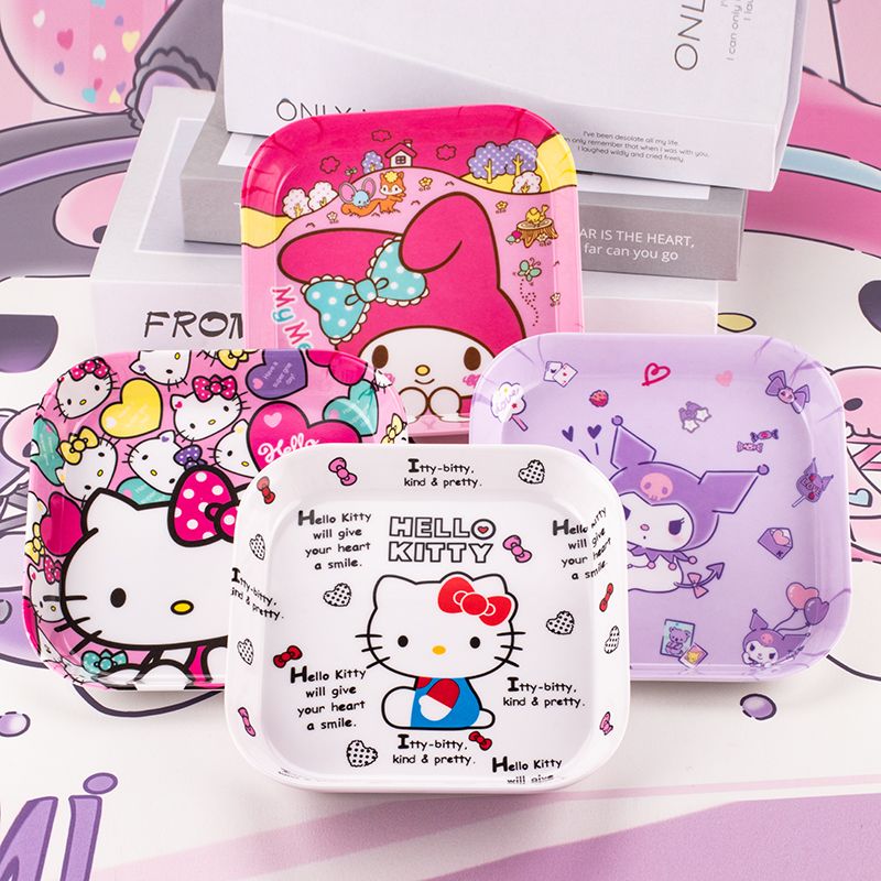 Food Grocery Snacks - 新しいハローキティ クロミ メラミン製プレート 日本の漫画風のかわいいクリエイティブな四角いフルーツプレート 家庭用テーブルスナックプレート 子供へのプレゼント