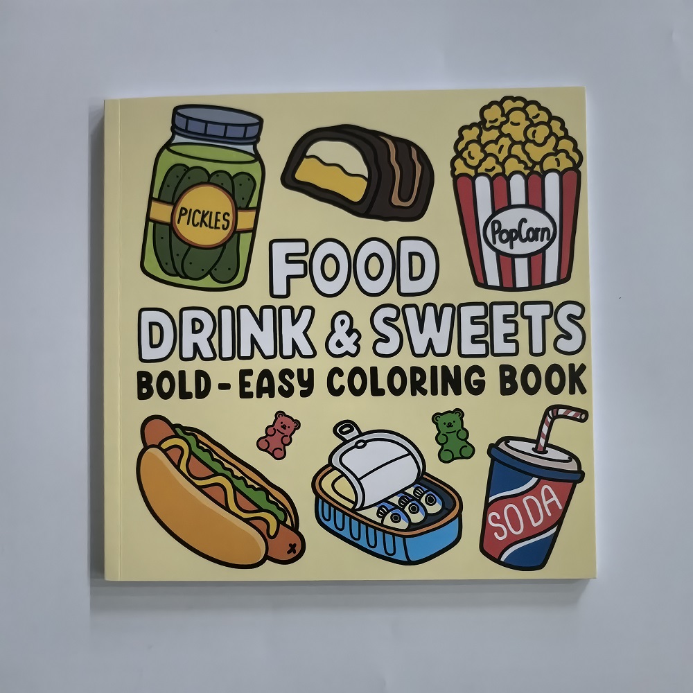 食品、飲み物、デザートの塗り絵 大人と子供向け 簡単に塗れる - Food Snacks Coloring Book のレビューと価格
