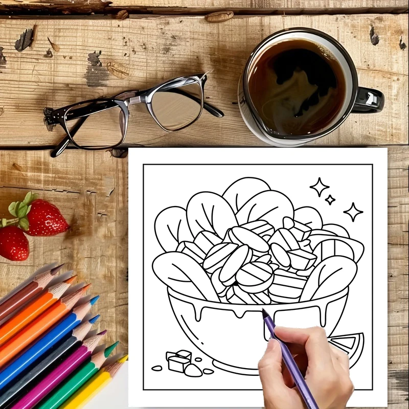 簡単なお食事や軽食の塗り絵ブック 大人向け塗り絵ブック、誕生 - Food Snacks Coloring Book のレビューと価格
