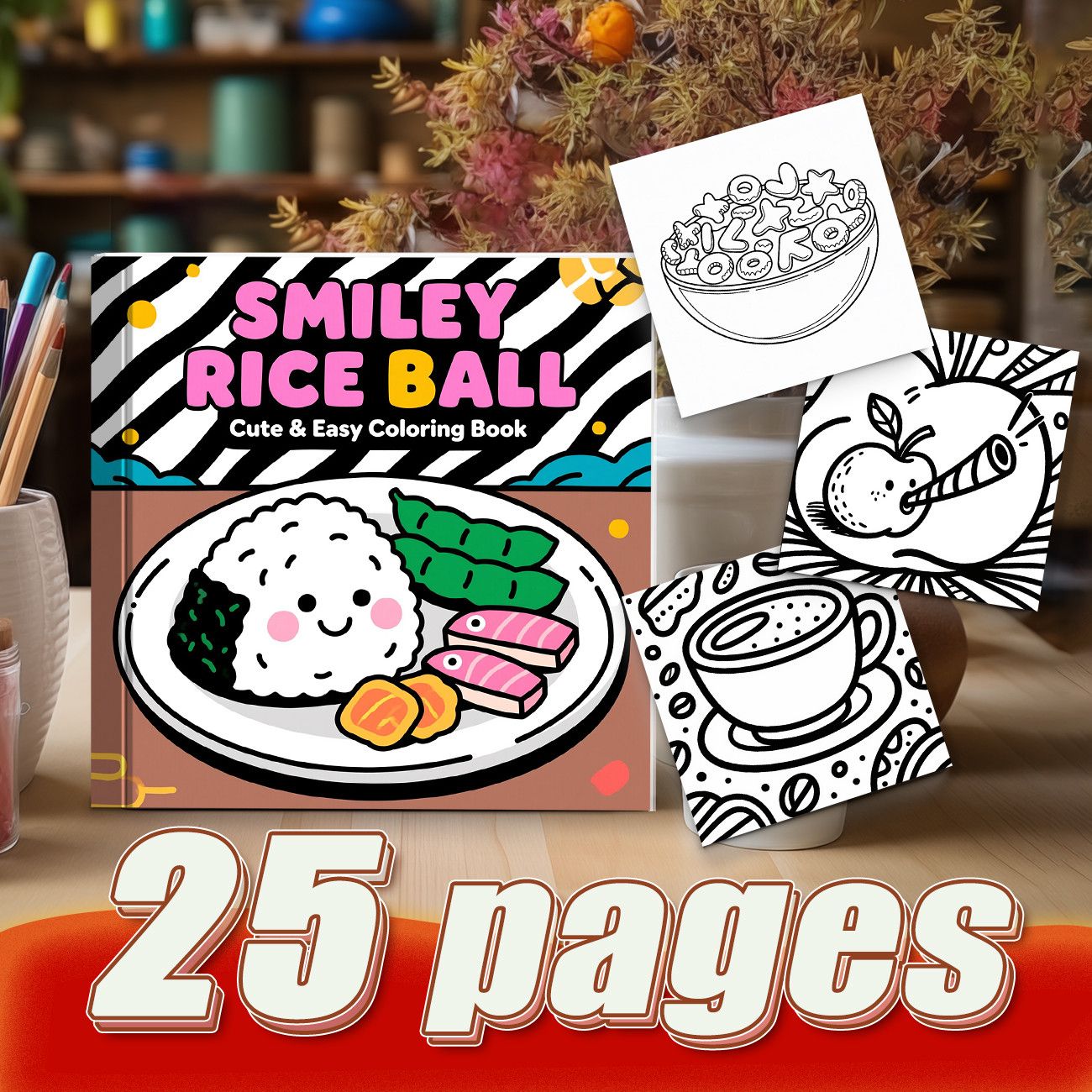 スマイリーライスボール塗り絵ブックかわいい日本の食べ物寿司ス - Food Snacks Coloring Book のレビューと価格