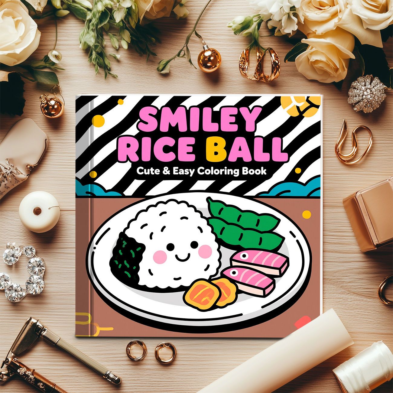 スマイリーライスボール塗り絵ブックかわいい日本の食べ物寿司ス - Food Snacks Coloring Book のレビューと価格