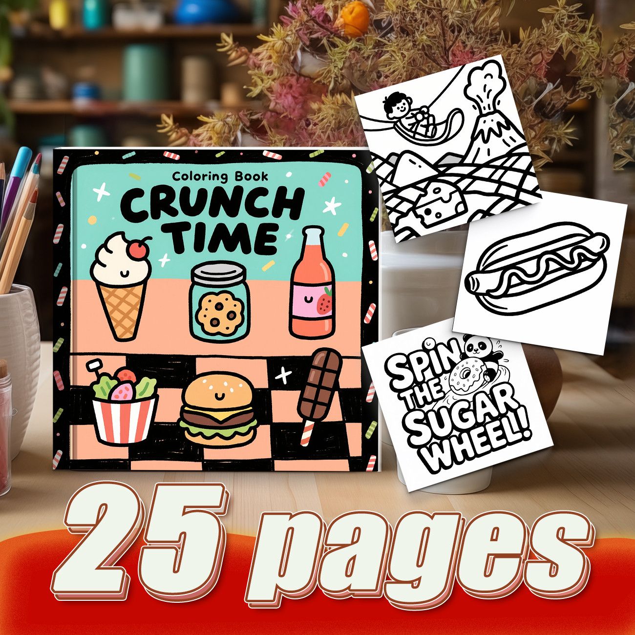 クランチタイムぬりえブック かわいいアイスクリーム バーガー - Food Snacks Coloring Book のレビューと価格