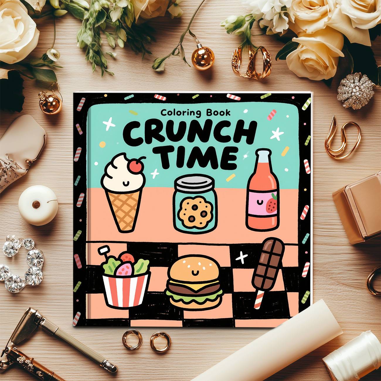 クランチタイムぬりえブック かわいいアイスクリーム バーガー - Food Snacks Coloring Book のレビューと価格