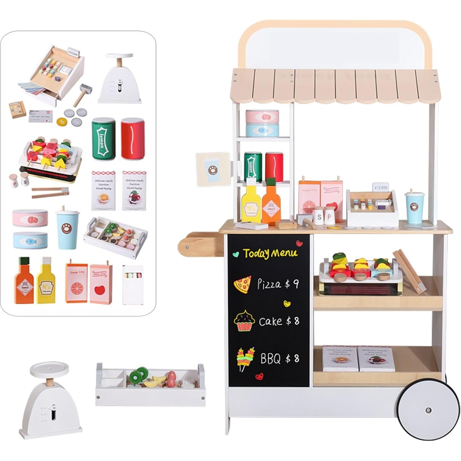木製スナックショッププレイセット キッズごっこ遊びおもちゃ  - Food Grocery Snacks のレビューと価格