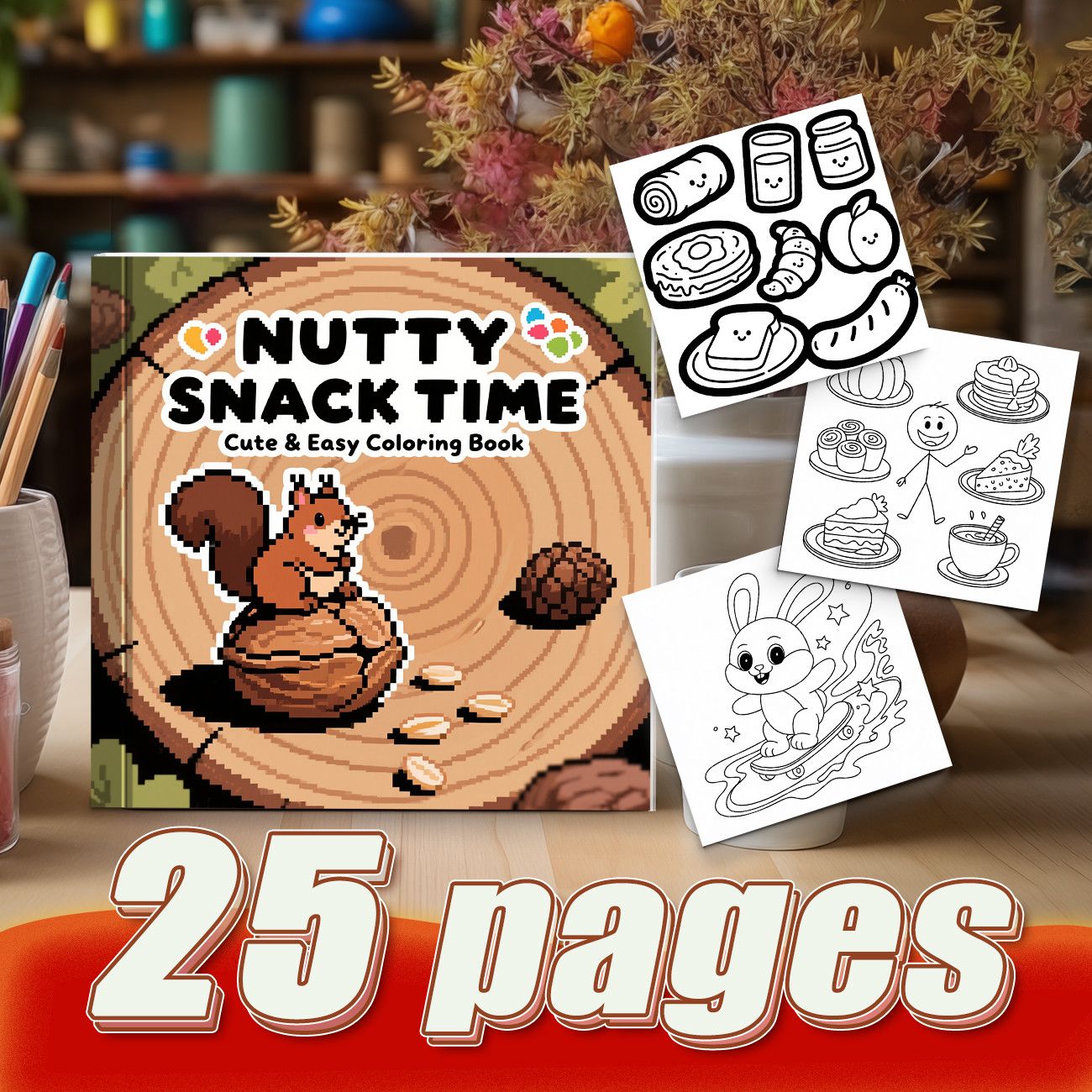 ナッツスナックタイムぬりえブック かわいいリス ナッツフード - Food Snacks Coloring Book のレビューと価格