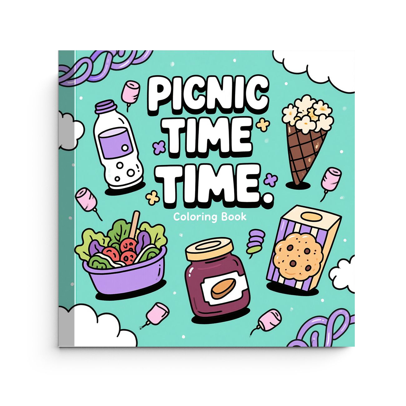ピクニックタイムぬりえブック かわいいアウトドアピクニックフ - Food Snacks Coloring Book のレビューと価格