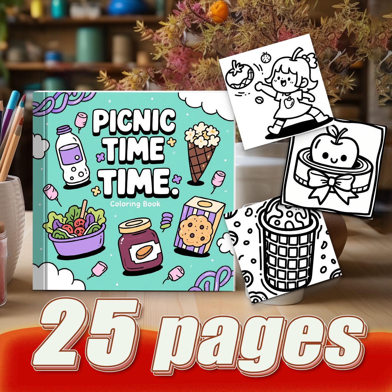 ピクニックタイムぬりえブック かわいいアウトドアピクニックフ - Food Snacks Coloring Book のレビューと価格