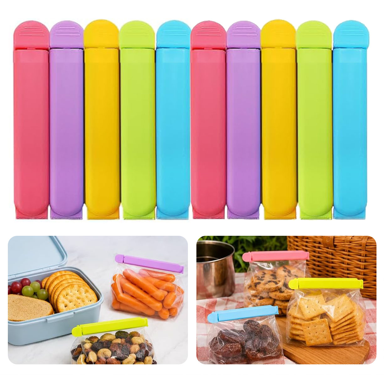 カラフルな食品保存クリップ – 10/20個入り プラスチッ - Snacks Food Gift Baskets のレビューと価格