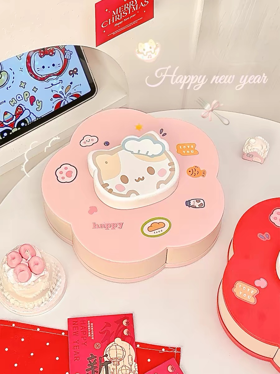 回転式のかわいい漫画柄の仕切り付きスナック収納トレイ、食品グ - Food Snacks To Eat のレビューと価格
