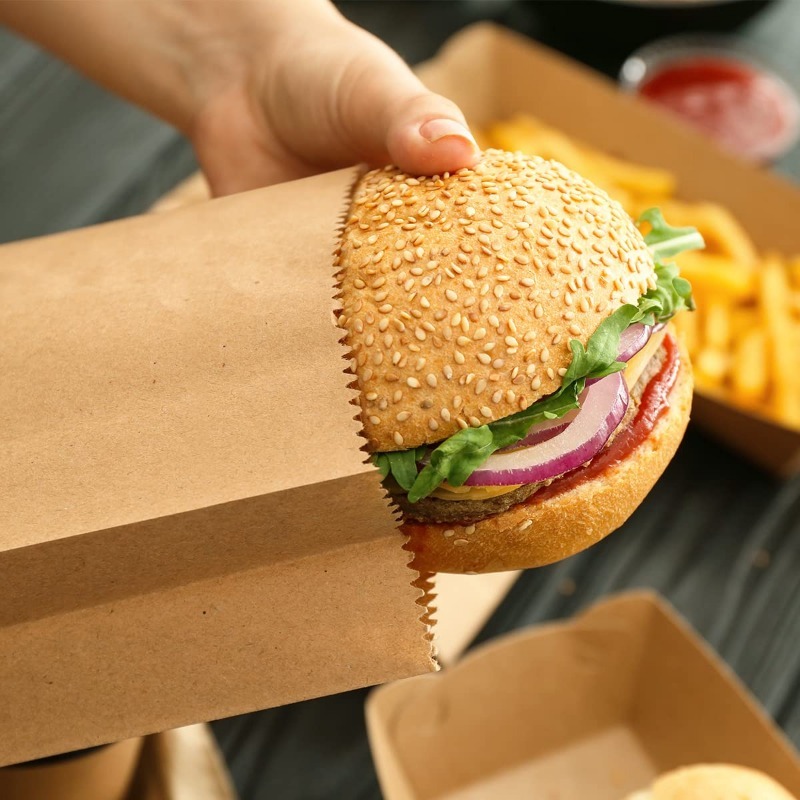 100/200個入り 小さなクラフト紙ランチバッグ、リサイク - Food Grocery Snacks のレビューと価格