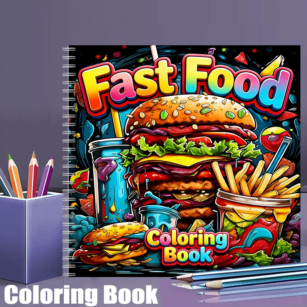 大人向けのファーストフード塗り絵ブック、かわいい描画ページ、 - Food Snacks Coloring Book のレビューと価格